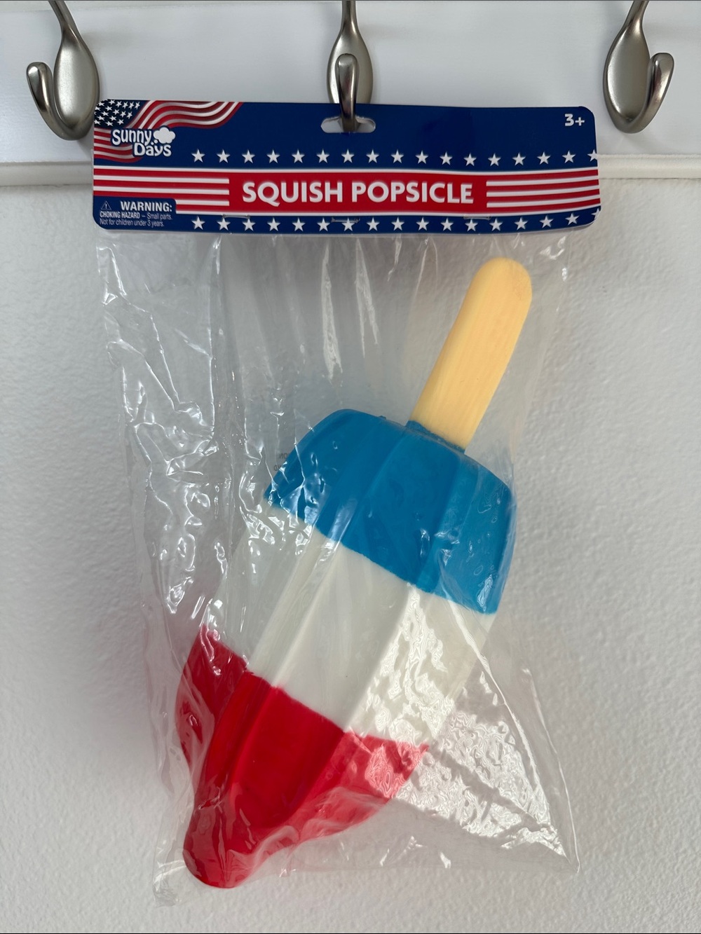 SQUISH POPSICLE Sunny Days Sensory Squishy Fidget Toy, Patriotic Red White Blue